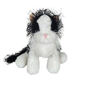 Webkinz Black & White Plush Cat With Green Eyes 7" Cuddly Fuzzy